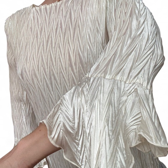 Vintage Fairycore Iridescent Off Shoulder Bell Sleeve Top - Picture 4 of 5